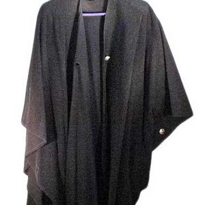 CAPE, PURE VIRGIN WOOL, LAMBSWOOL & A BIT OF NYLON, ONE SIZE, BLACK, GOLD TONE